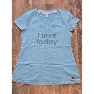 Peace Love World I Love Today Tshirt V-Neck Sht Sleeve Hippie Casual Cotton Y2K